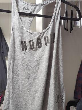 NOBULL Heather Gray Women's Racerback Tank with Chest Logo